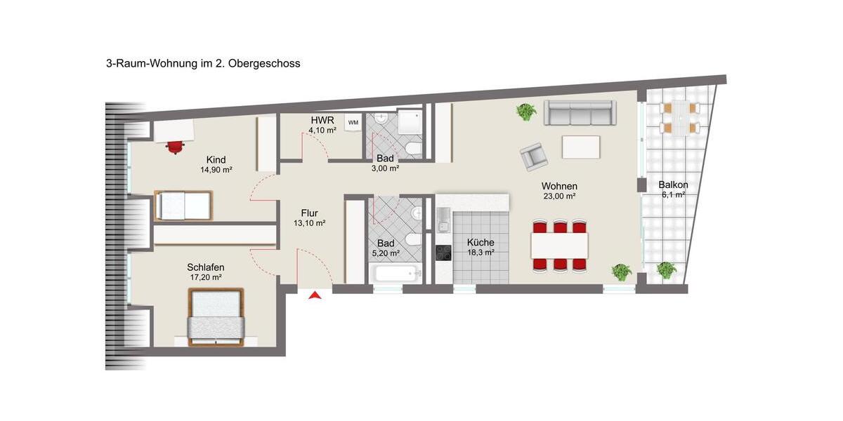 Etagenwohnung Herzberg (Elster) - 3 Zimmer, 105 m&sup2;, 1.010&euro; | Angebot:26321354