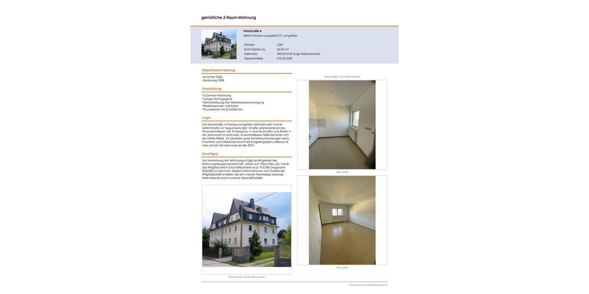 Dachgeschoßwohnung Olbernhau - 5 Zimmer, 44 m&sup2;, 260&euro; | Angebot:24524957