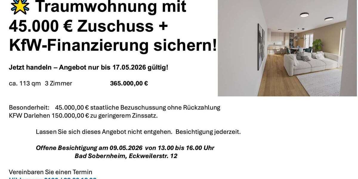 Etagenwohnung Bad Sobernheim - 3 Zimmer, 113 m&sup2;, 365.000&euro; | Angebot:26422666