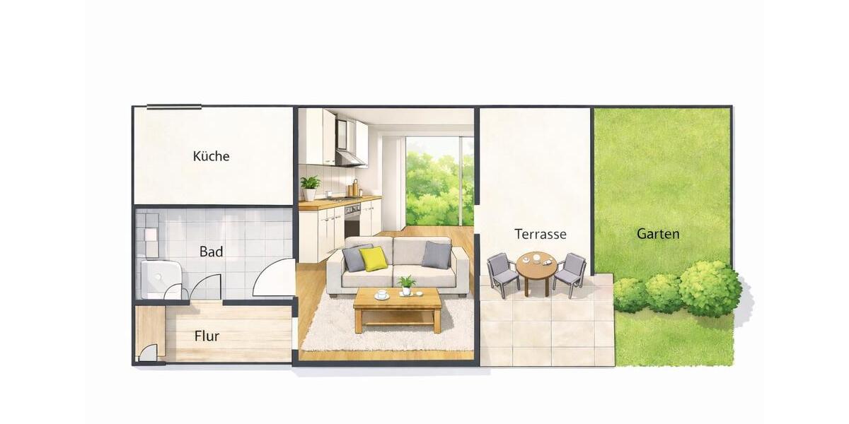 Erdgeschoßwohnung Bonn Friesdorf - 1 Zimmer, 32 m&sup2;, 420&euro; | Angebot:24732113