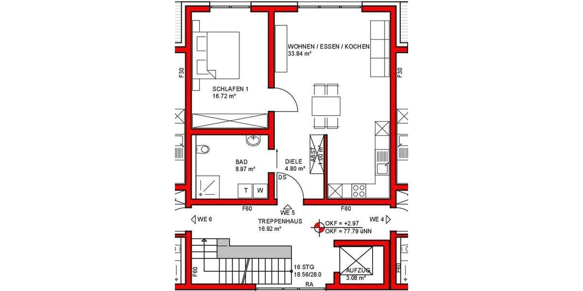 Etagenwohnung Kettig - 2 Zimmer, 65 m&sup2;, 850&euro; | Angebot:25425682