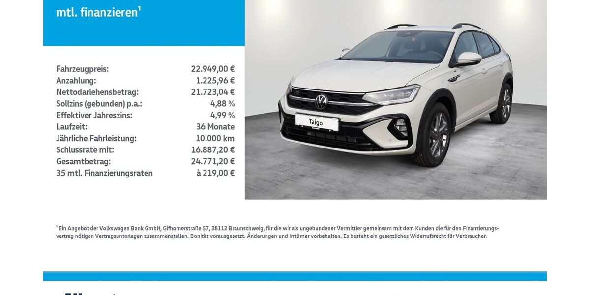 VW Taigo 8.714 km 21.979 &euro; Leinefelde-Worbis/DE 37327