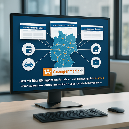 Deutschlandkarte mit 1A‑Anzeigenmarkt Stadtportalen
