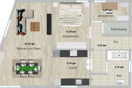 3 Zimmer Wohnung mit Einbauküche zimmer