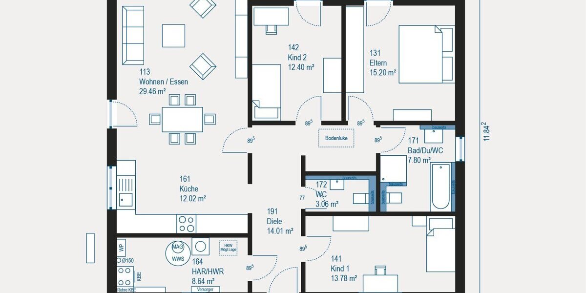 Lifetime 4: 116,37 m² - flexibel nach Ihren Wünschen - Bungalow Neuhof | Angebot:27331876