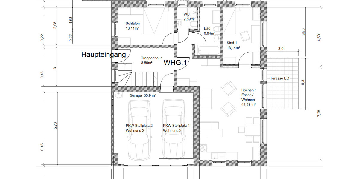 Erdgeschoßwohnung Bretten - 3 Zimmer, 90 m&sup2;, 1.200&euro; | Angebot:24840636