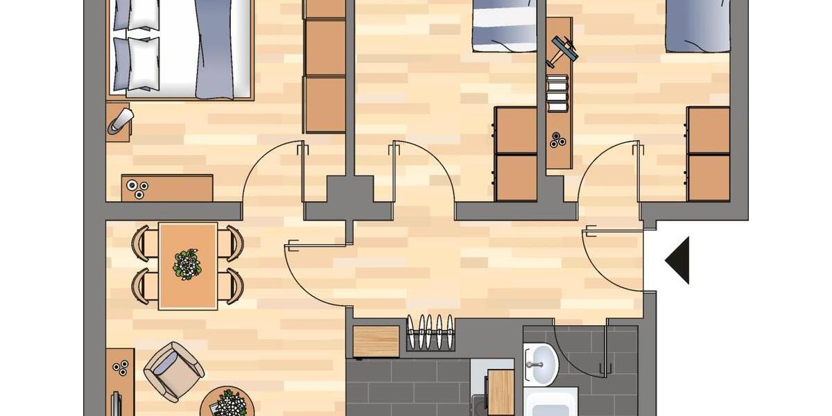 Erdgeschoßwohnung Wilhelmshaven Fedderwardergroden - 3 Zimmer, 59 m&sup2;, 409&euro; | Angebot:26003315