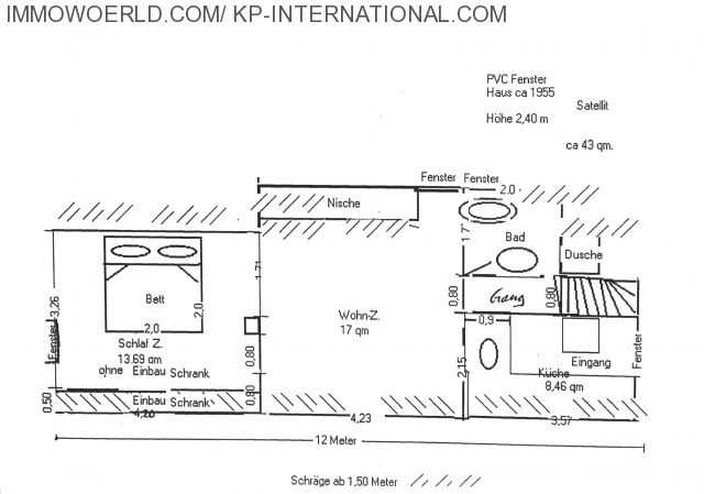 Etagenwohnung Hofheim am Taunus Langenhain - 2 Zimmer, 43 m&sup2;, 530&euro; | Angebot:26053312