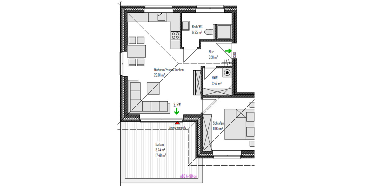 Dachgeschoßwohnung Emstek - 2 Zimmer, 63 m&sup2;, 920&euro; | Angebot:25590474
