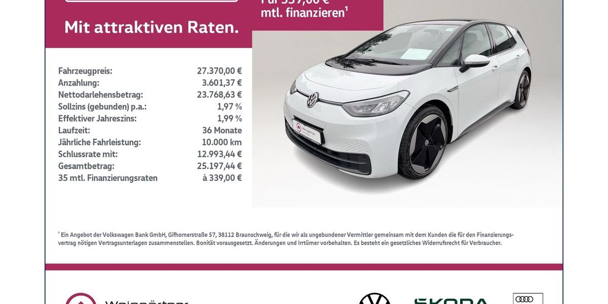 VW ID.3 28.100 km 26.820 &euro; Miesbach 83714