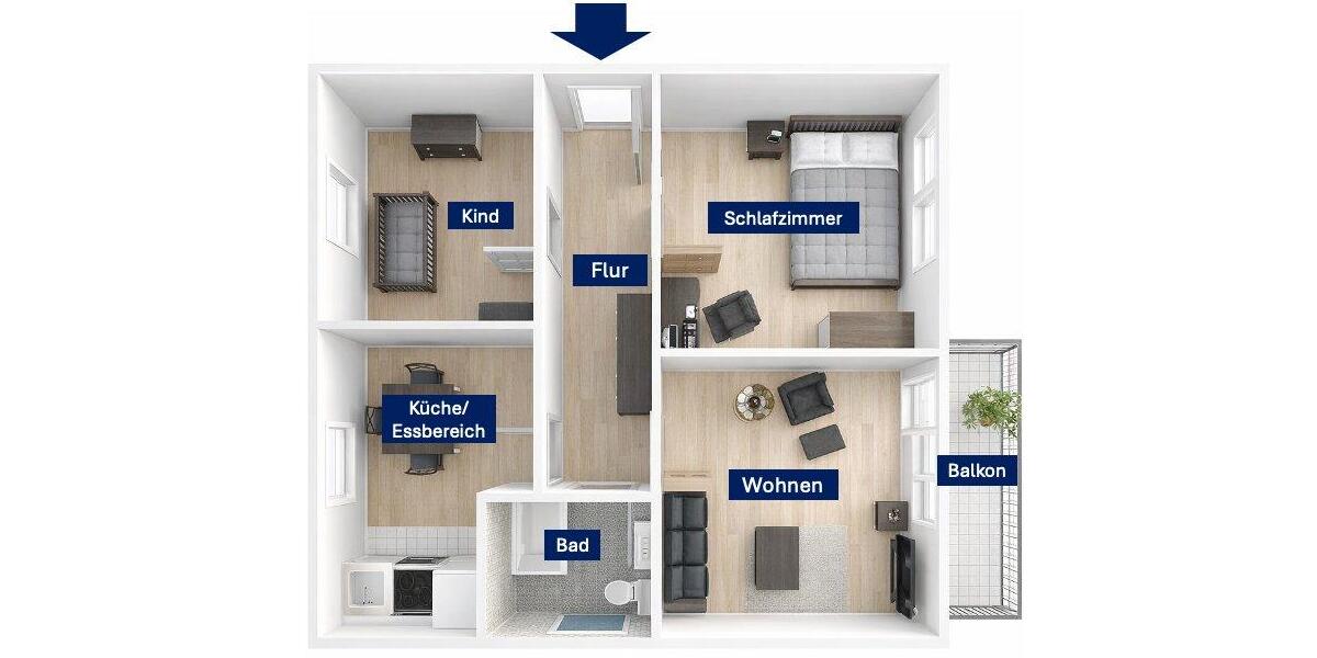 Etagenwohnung Türkheim - 3 Zimmer, 75 m&sup2;, 830&euro; | Angebot:26403452