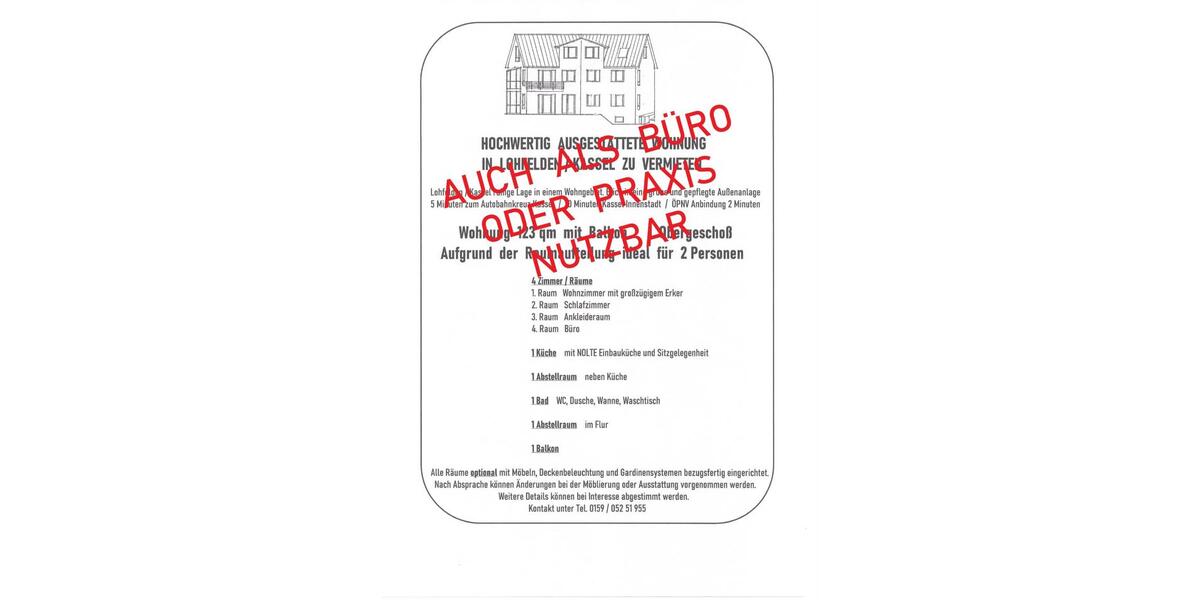 Gewerbeobjekt Lohfelden - 1.350&euro; | Angebot:26399655