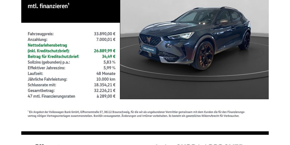 Cupra Formentor 39.500 km 31.729 &euro; Nordhausen 99734