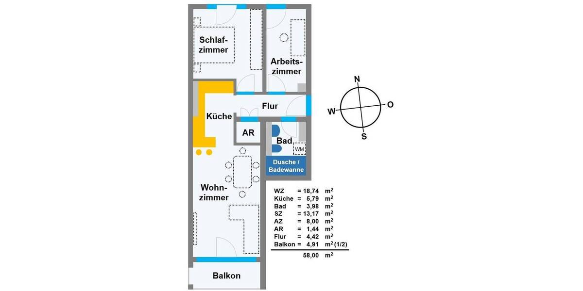 Etagenwohnung Landsberg am Lech Landsberg - 3 Zimmer, 58 m&sup2;, 280.000&euro; | Angebot:26712878