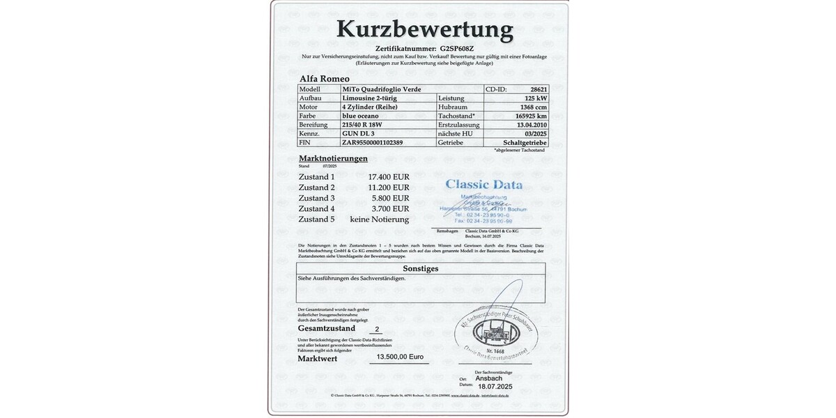 Alfa Romeo MiTo 166.000 km 9.990 &euro; München 80313