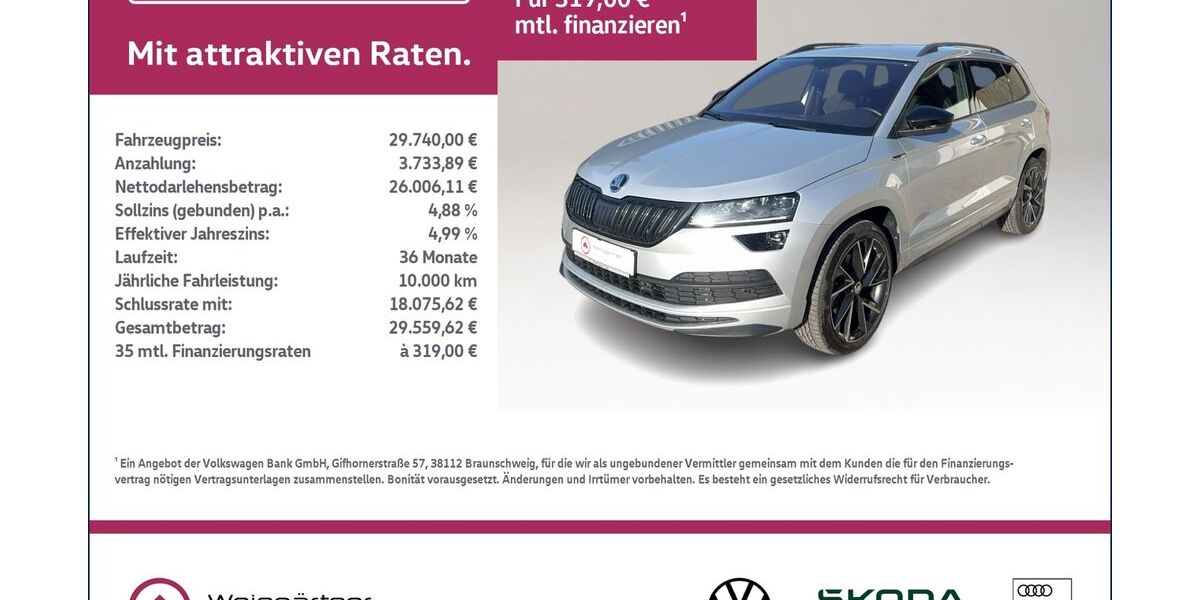 Skoda Karoq 54.100 km 29.740 &euro; Miesbach 83714