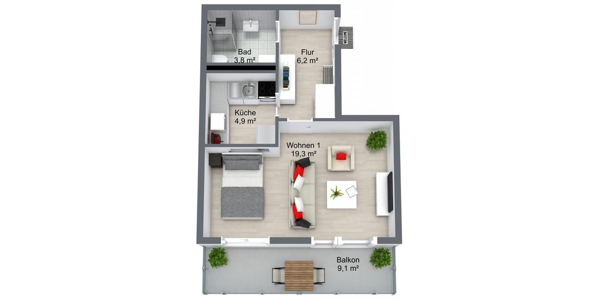 Etagenwohnung Schwedt (Oder) - 1 Zimmer, 39 m&sup2;, 259&euro; | Angebot:26378773