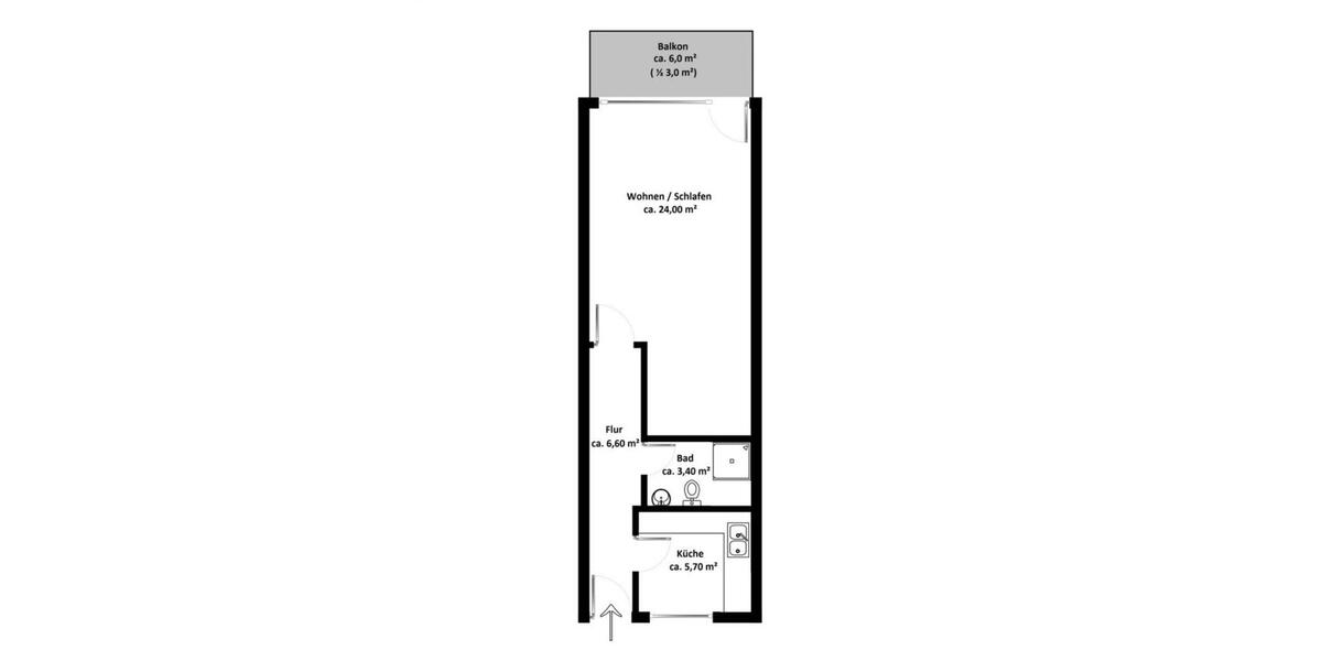 Etagenwohnung Wedel - 1 Zimmer, 42 m&sup2;, 780&euro; | Angebot:26376592