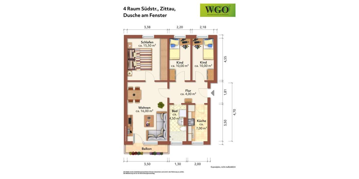 Etagenwohnung Zittau - 4 Zimmer, 70 m&sup2;, 412&euro; | Angebot:26490328