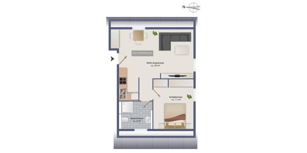 Etagenwohnung Dranske / Bakenberg Nonnevitz - 2 Zimmer, 40 m&sup2;, 120.000&euro; | Angebot:25836328