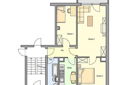 Renovierte 3 Raum Wohnung mit Balkon und Markise 3 zimmer