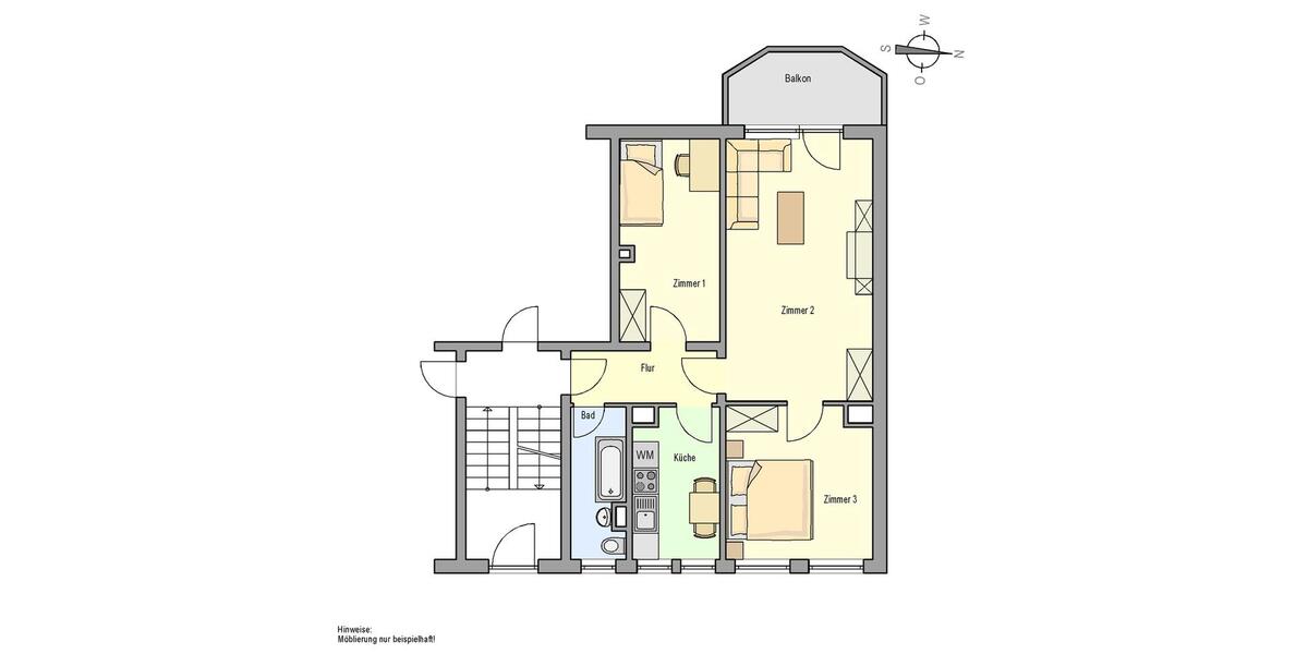 Renovierte 3 Raum Wohnung mit Balkon und Markise 3 zimmer