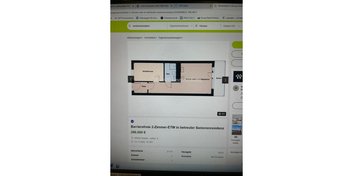 Erdgeschoßwohnung Niddatal - 2 Zimmer, 65 m&sup2;, 179.000&euro; | Angebot:27289710