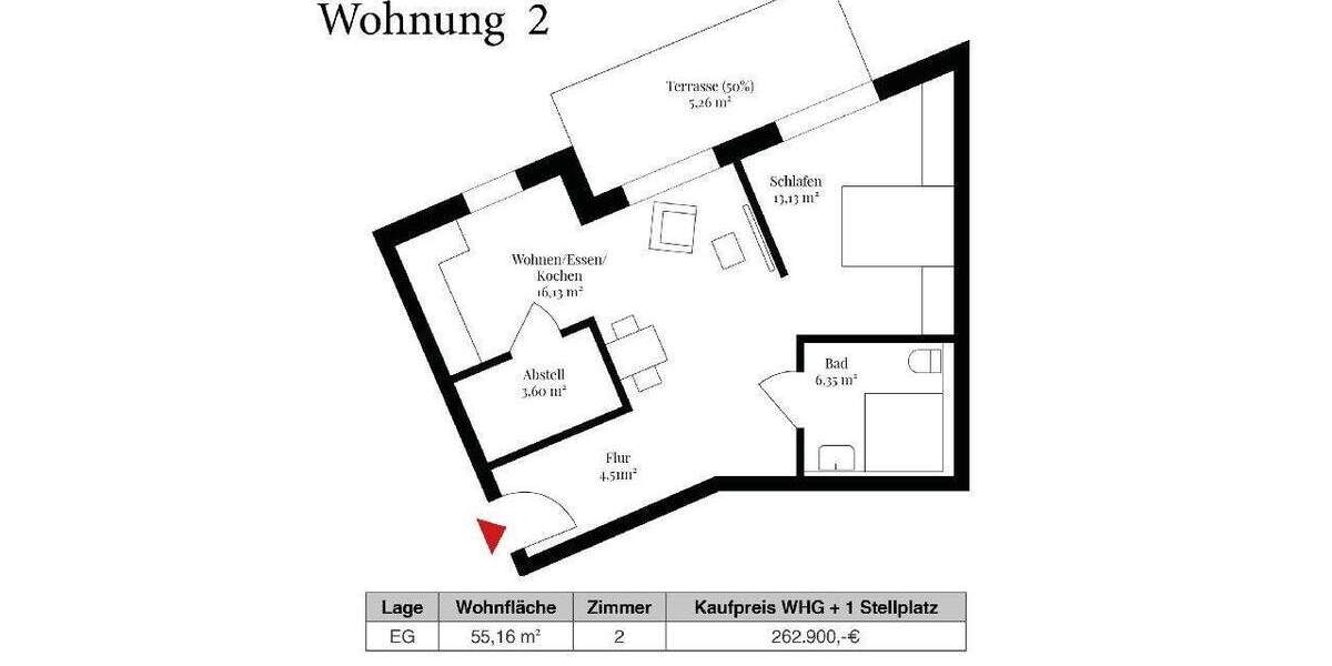 Etagenwohnung Horneburg - 2 Zimmer, 54 m&sup2;, 275.800&euro; | Angebot:24156784