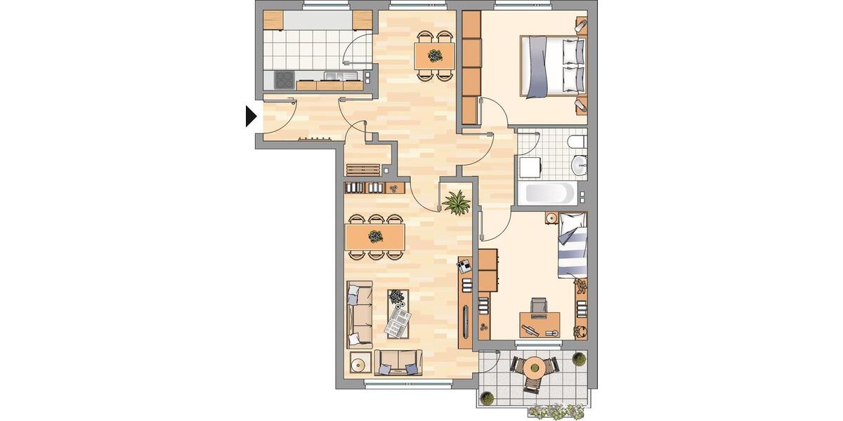 Etagenwohnung Harrislee - 3 Zimmer, 80 m&sup2;, 643&euro; | Angebot:25331938