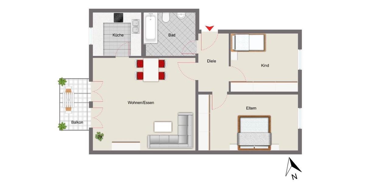 Etagenwohnung Ulm Obertalfingen - 3 Zimmer, 67 m&sup2;, 299.000&euro; | Angebot:25214703