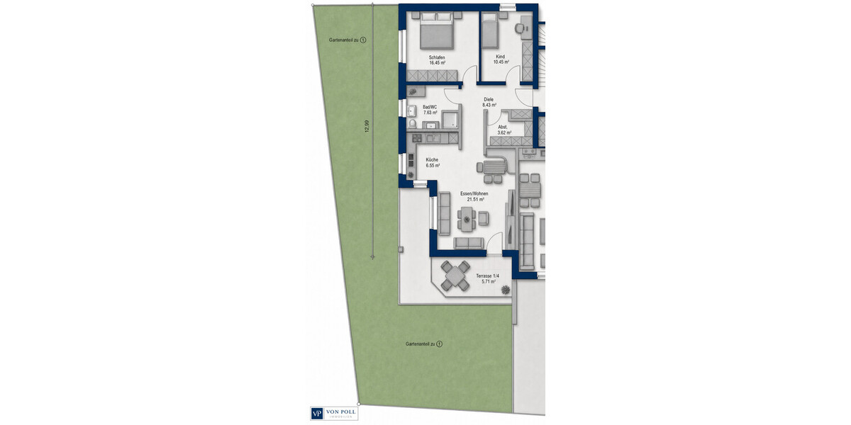 Neubau - sonnenverwöhnte, moderne KfW 55 Gartenwohnung mit Terrasse direkt in Cham zu verkaufen - Erdgeschoßwohnung Cham | Angebot:26857300