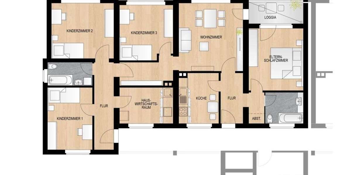 Etagenwohnung Duisburg Marxloh - 5 Zimmer, 118 m&sup2;, 900&euro; | Angebot:24804138