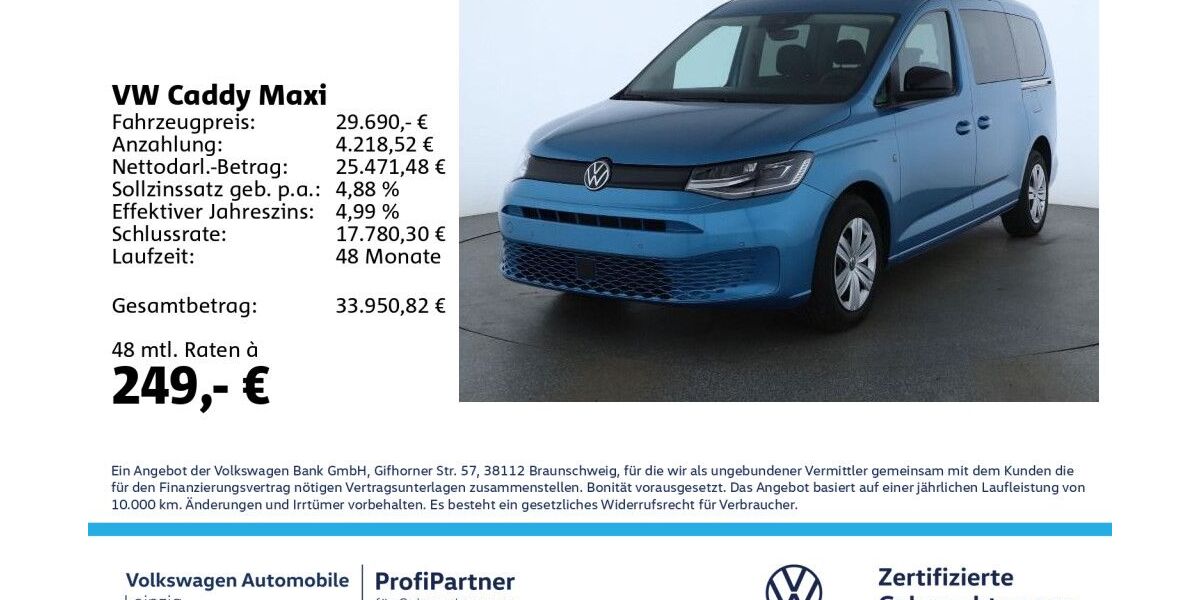 VW Caddy Maxi 30.533 km 28.620 &euro; Leipzig 04178
