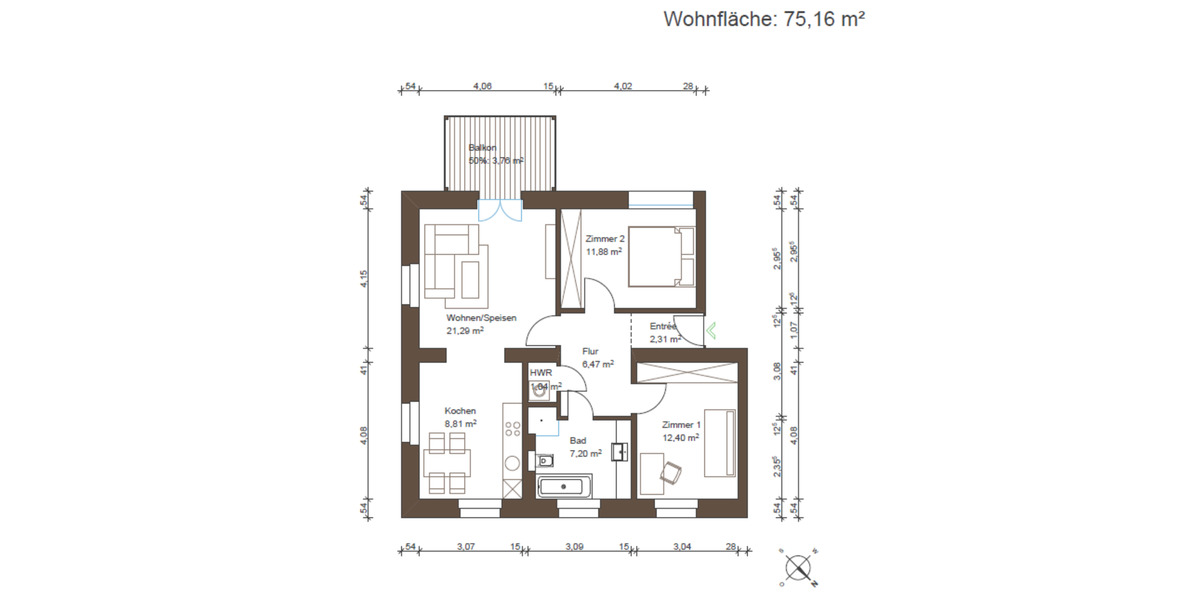 Erdgeschoßwohnung Ludwigshafen am Rhein Ludwigshafen-Hemshof - 3 Zimmer, 75 m&sup2;, 340.000&euro; | Angebot:24664561