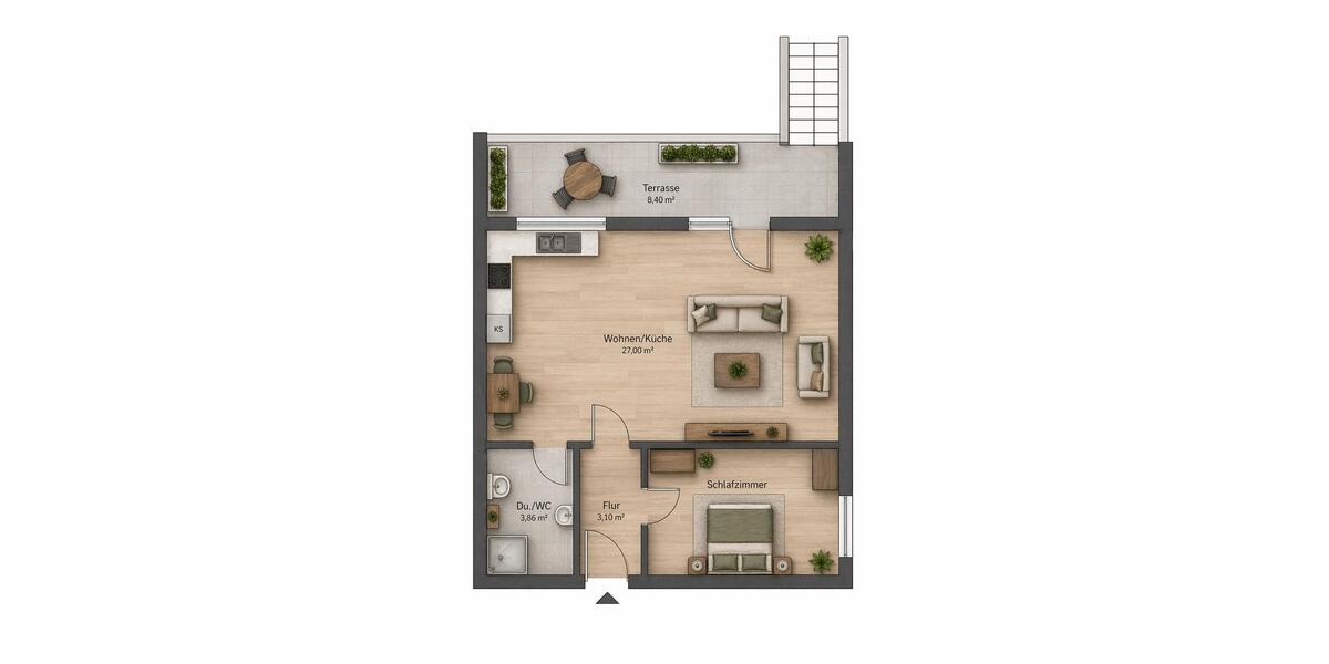 Etagenwohnung Rheinstetten - 2 Zimmer, 47 m&sup2;, 174.900&euro; | Angebot:26864811