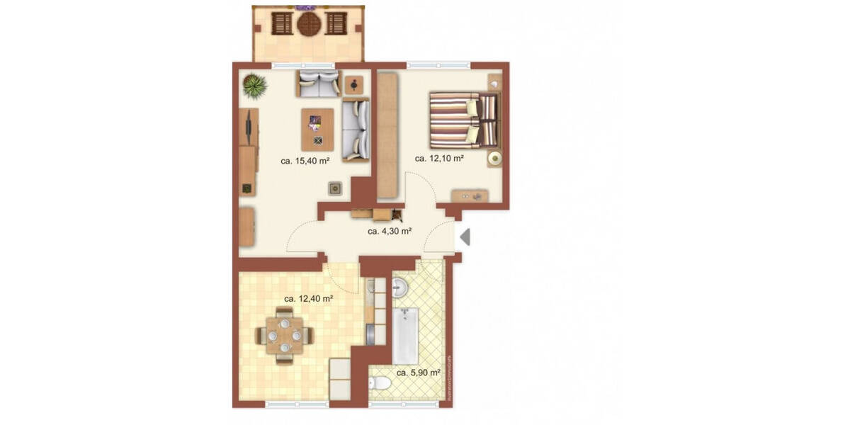 Etagenwohnung Halle Lutherplatz - 2 Zimmer, 48 m&sup2;, 400&euro; | Angebot:26432995