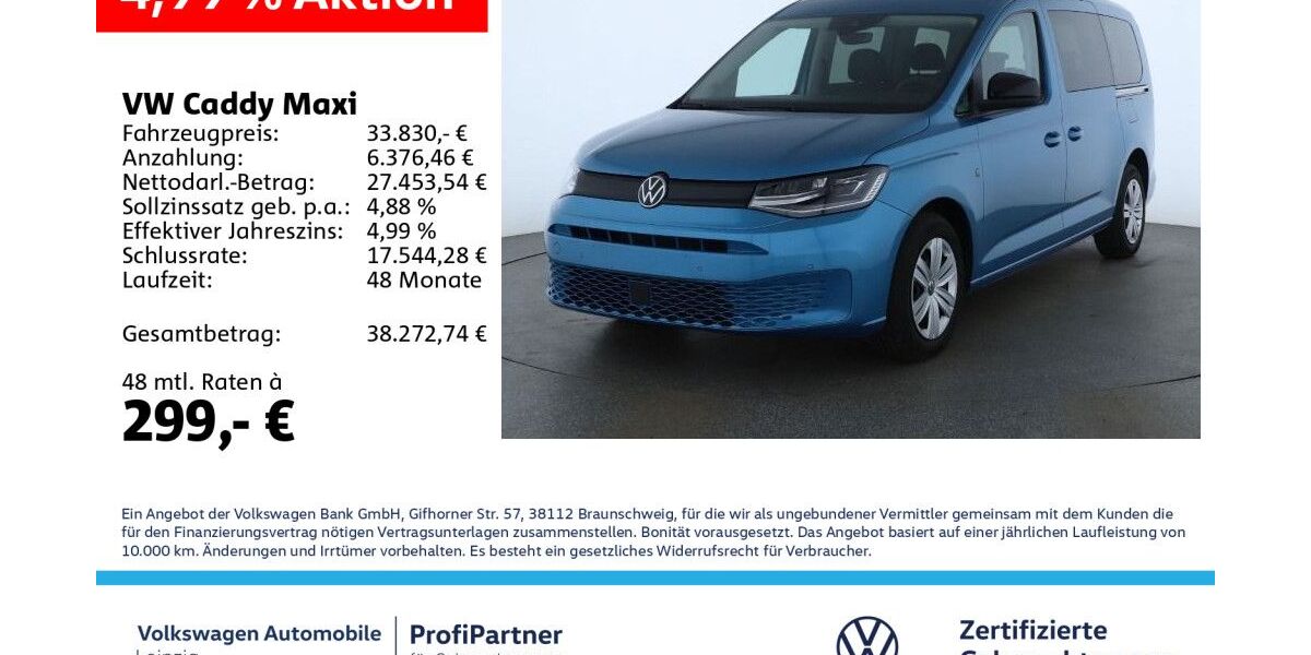 VW Caddy Maxi 30.533 km 31.730 &euro; Leipzig 04178