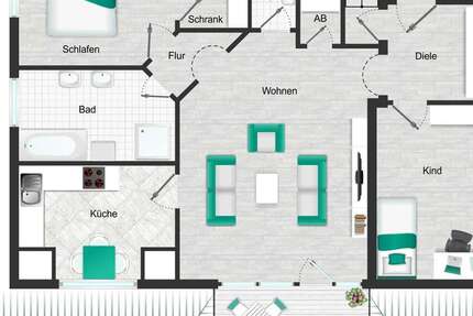 Wohnung zum Mieten in Waldenburg 880 € 80 m² 3 zimmer