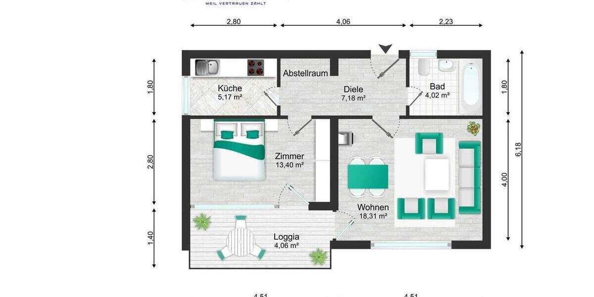 Etagenwohnung Bad Soden-Salmünster Bad Soden - 2 Zimmer, 55 m&sup2;, 129.000&euro; | Angebot:25800769