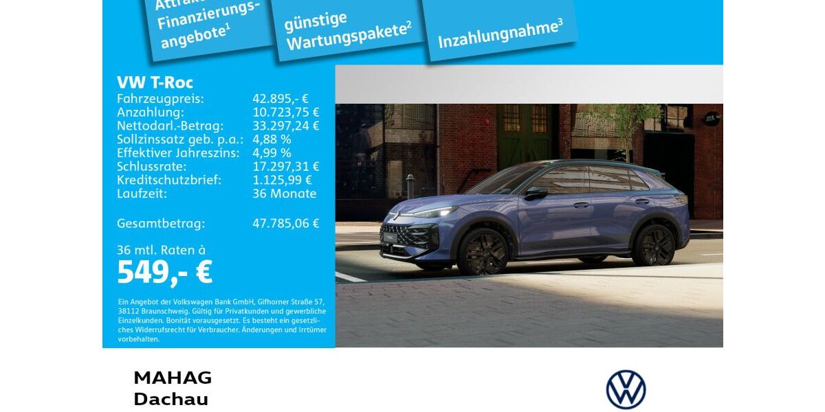 VW T-Roc 3.000 km 45.190 &euro; Dachau 85221