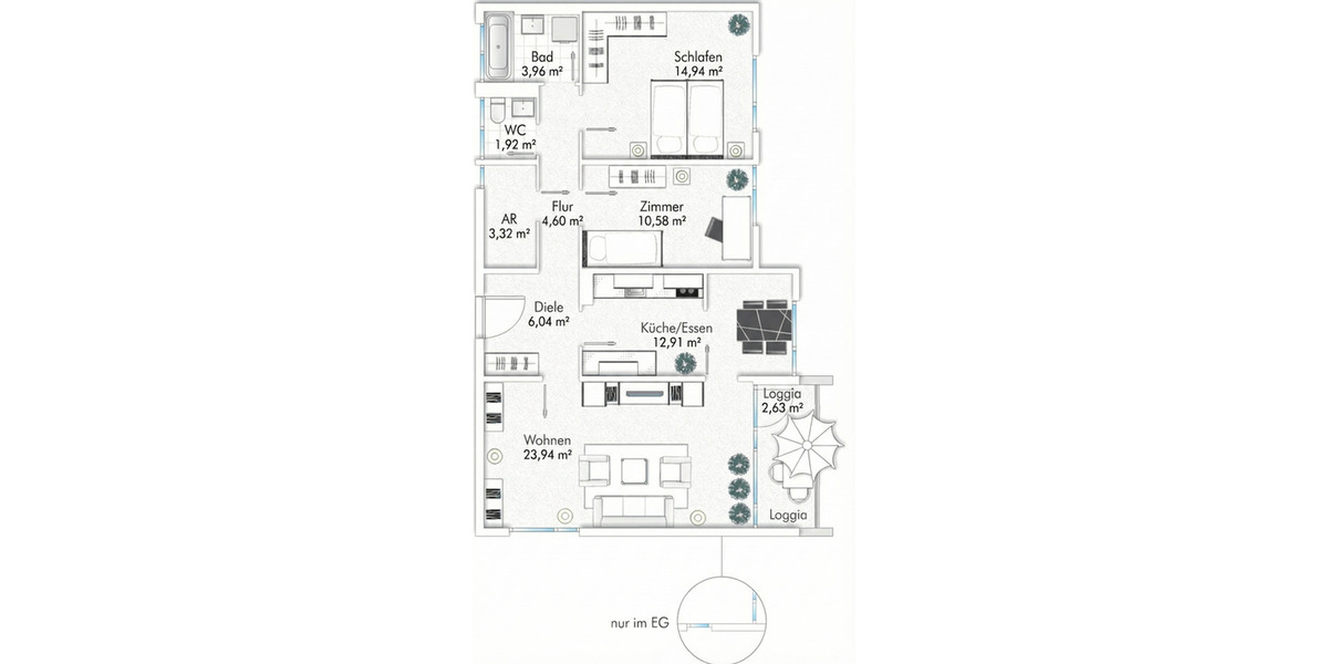 Etagenwohnung Ottobrunn - 3 Zimmer, 84 m&sup2;, 518.000&euro; | Angebot:25800632