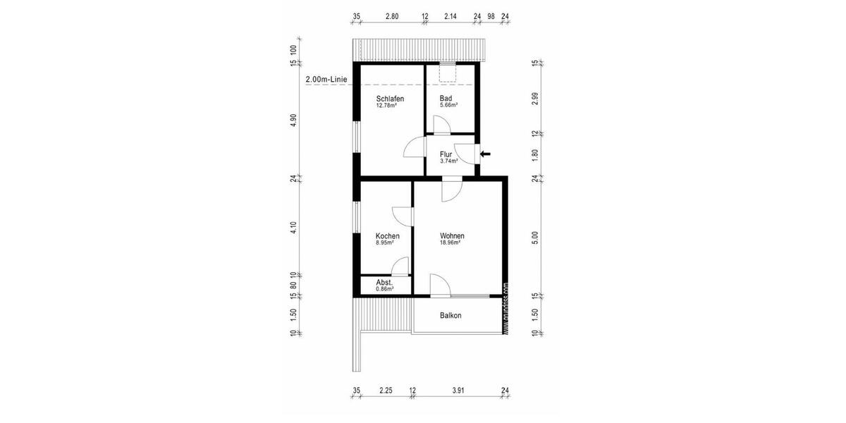 Etagenwohnung Niebüll - 2 Zimmer, 52 m&sup2;, 520&euro; | Angebot:26535074