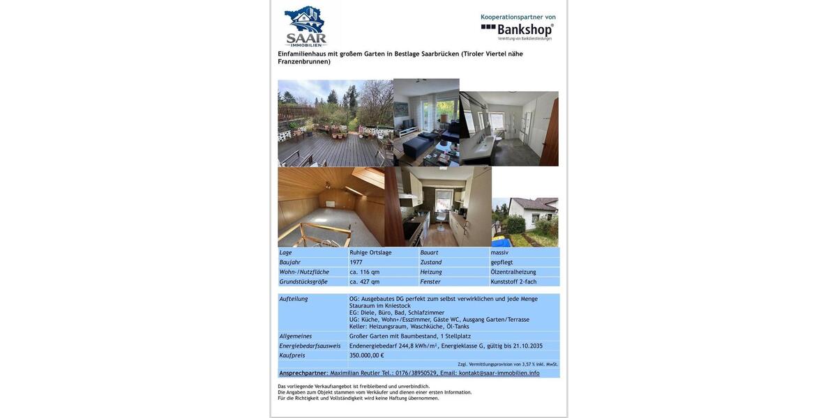 Einfamilienhaus Völklingen - 3 Zimmer, 116 m&sup2;, 350.000&euro; | Angebot:26119798