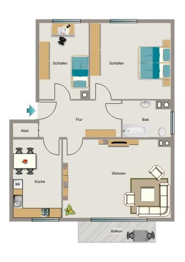Erdgeschoßwohnung Marl - 3.5 Zimmer, 62 m&sup2;, 568&euro; | Angebot:26306066