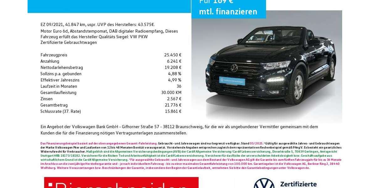 VW T-Roc 41.847 km 25.450 &euro; Ingolstadt 85053