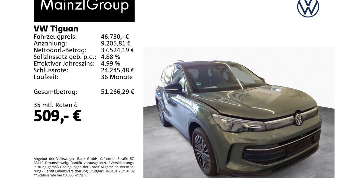 VW Tiguan 24.820 km 46.730 &euro; Feldkirchen/Westerham 83620