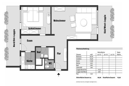 Wohnung Frankfurt am Main Sachsenhausen Süd - 2.5 Zimmer, 97 m&sup2;, 359.000&euro; | Angebot:27629103
