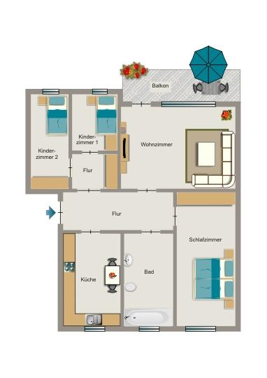 Etagenwohnung Bergkamen - 4.5 Zimmer, 77 m&sup2;, 523&euro; | Angebot:25627118