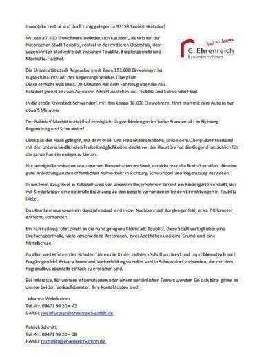 Etagenwohnung Teublitz Katzdorf - 2 Zimmer, 51 m&sup2;, 223.250&euro; | Angebot:25666158