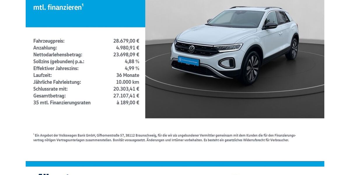 VW T-Roc 11.500 km 28.679 &euro; Mühlhausen/Thüringen 99974